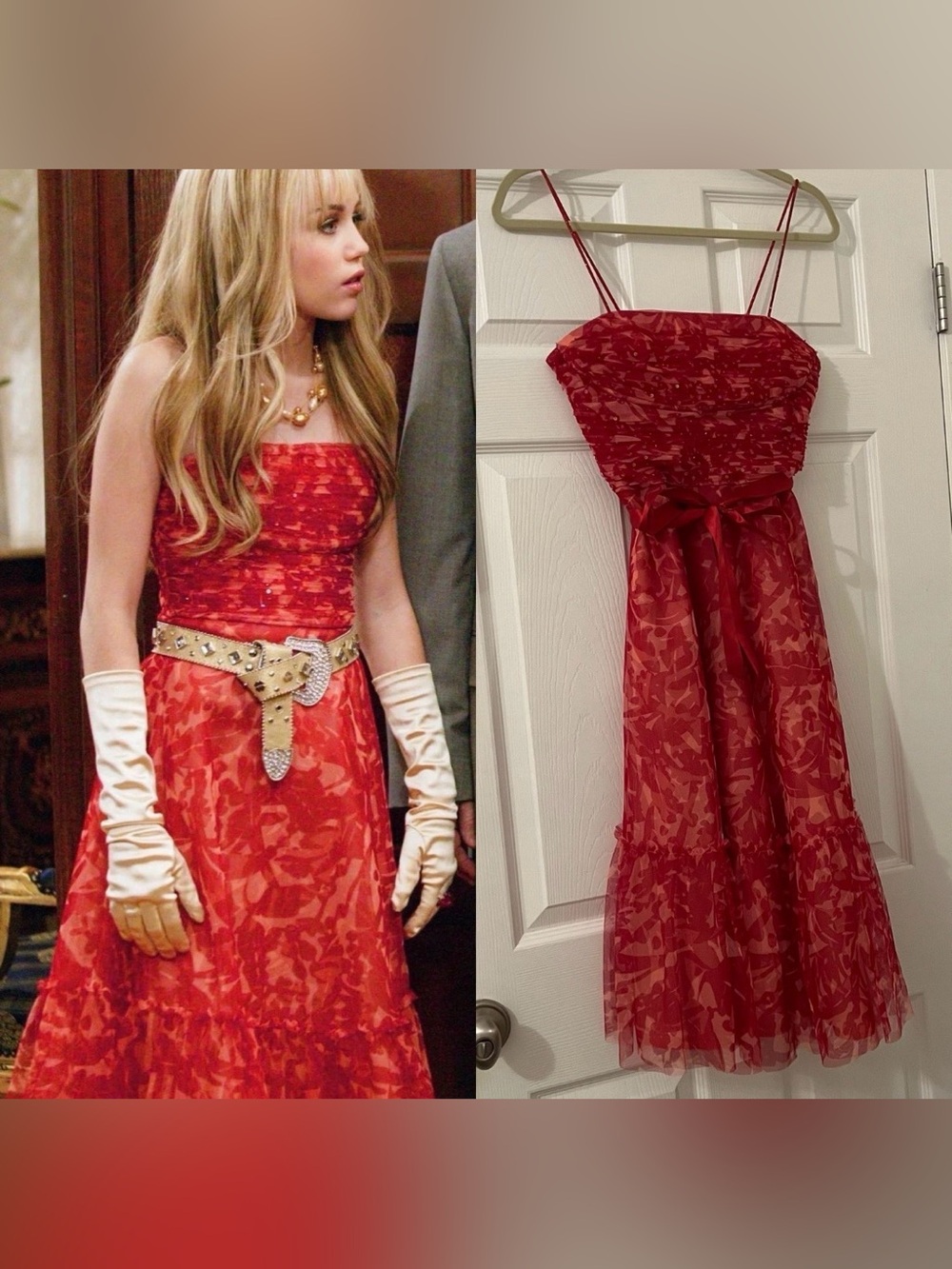 Hannah Montana Miley Cyrus Disney Channel Vintage Y2K Red Floral Dress RARE